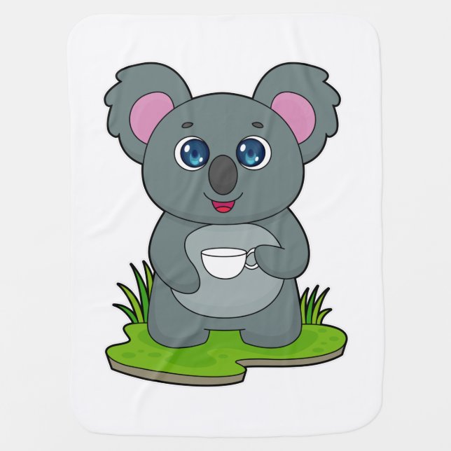 Koala with Coffee cup Baby Blanket (Front)
