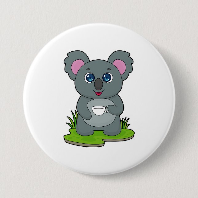 Koala with Coffee cup Button (Front)