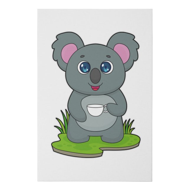 Koala with Coffee cup Faux Canvas Print (Front)