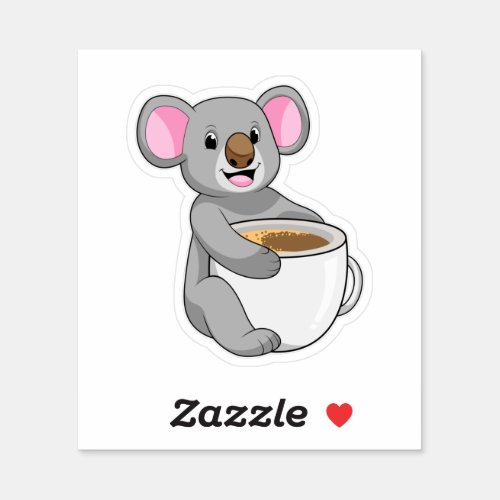Koala with Coffee Cup Sticker