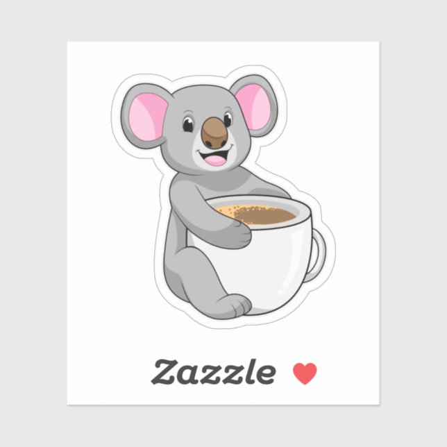 Koala with Coffee Cup Sticker (Sheet)