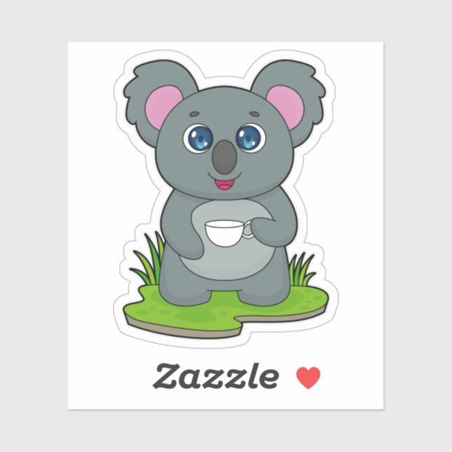 Koala with Coffee cup Sticker (Sheet)