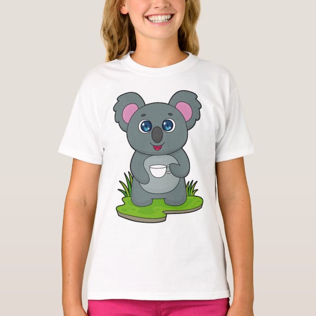 Koala with Coffee cup T-Shirt (Front)