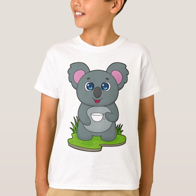 Koala with Coffee cup T-Shirt (Front)