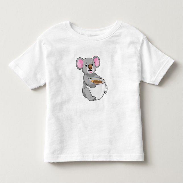 Koala with Coffee Cup Toddler T-shirt (Front)