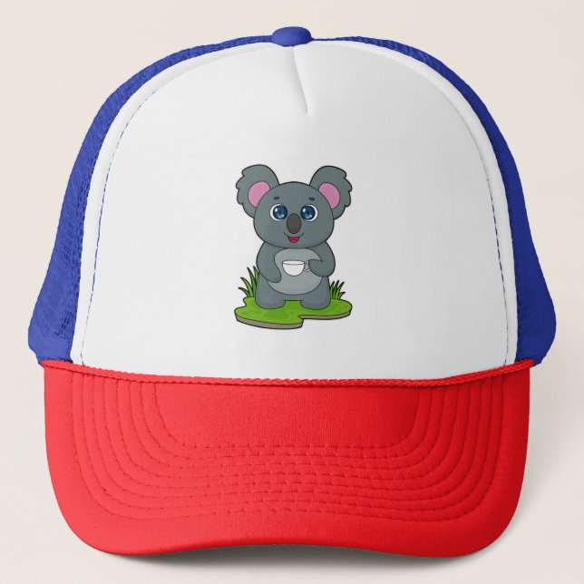 Koala with Coffee cup Trucker Hat (Front)