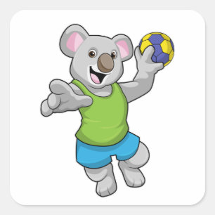 Koala with Handball Sports Square Sticker