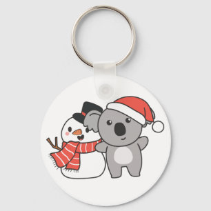 Koala With Snowman In Winter For Christmas Keychai Keychain