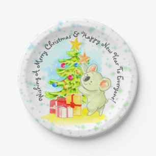 Koala with Tree 7" Australian Christmas Party Paper Plates