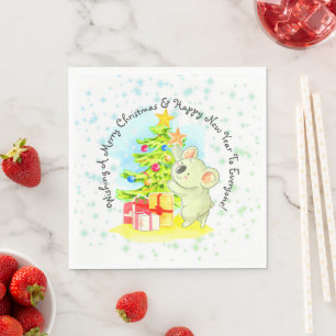 Koala with Tree Australian Christmas Party Lunch  Napkins