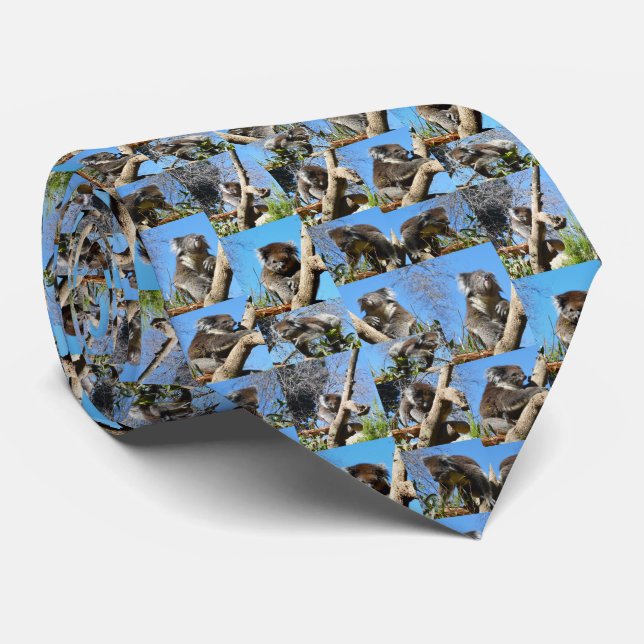 "Koala Wonders: A Heartwarming Photo Collage" Neck Tie (Rolled)