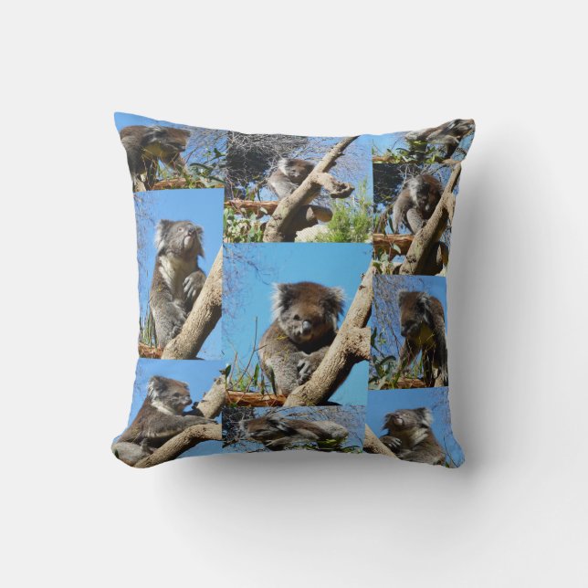 "Koala Wonders: A Heartwarming Photo Collage" Throw Pillow (Front)