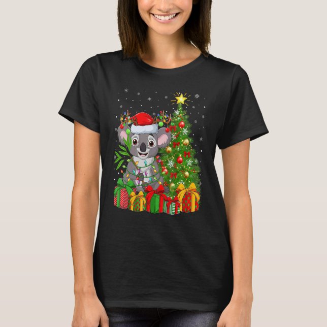 Koala   Xmas Holiday Santa Koala Christmas Tree T-Shirt (Front)