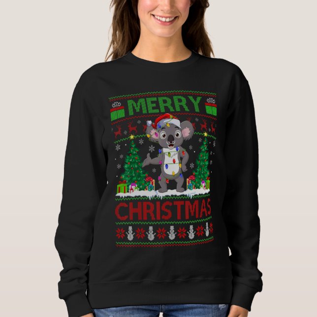 Koala   Xmas Tree Lights Ugly Santa Koala Christma Sweatshirt (Front)