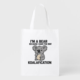 "Koalafications" Punny Koala Bear Humor Grocery Bag