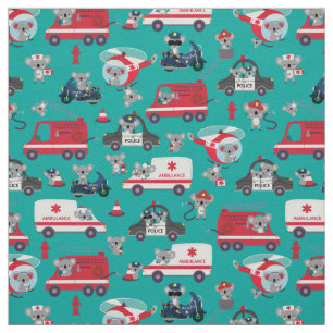 Koalafied First Responders Koala Police Firetruck Fabric