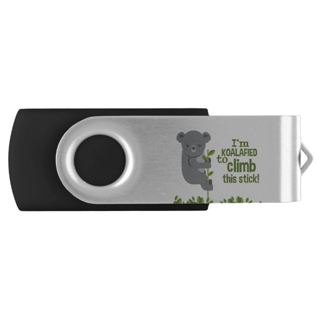 Koalafied to climb this stick, Funny Cool Koala Flash Drive (Front)