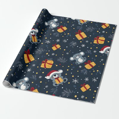 Koalas and Gift Boxes Xmas Wrapping Paper