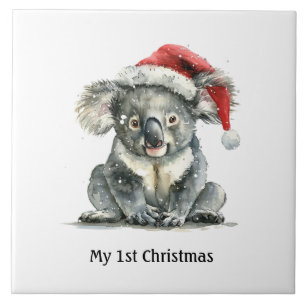 Koala's First Christmas Cuddles, custom Ceramic Tile