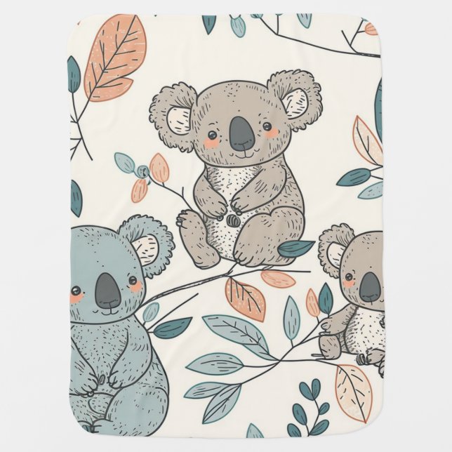 Koalas in Bloom Nursery Baby Blanket (Front)