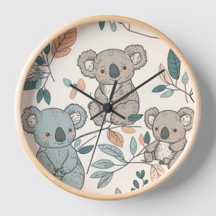 Koalas in Bloom Nursery Clock