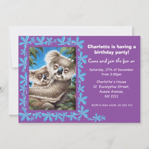 Koalas Kids Birthday Party Invitation