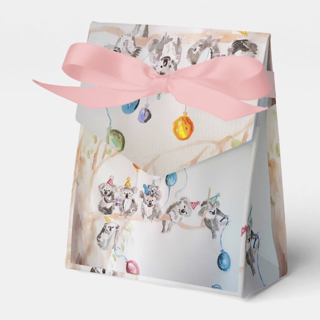 Koalas Koala Art Birthday Party Cake Favor Box (Front Side)