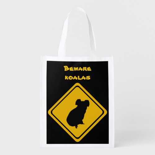 koalas road sign reusable grocery bag