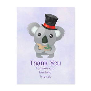 Koalaty Friend Pun Cute Koala in Top Hat Postcard