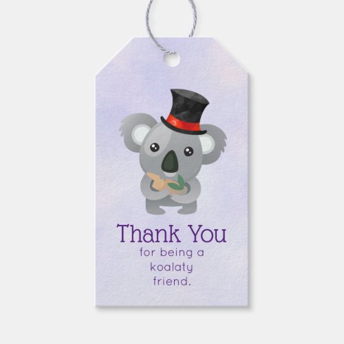 Koalaty Friend Pun Cute Koala in Top Hat Thank You Gift Tags