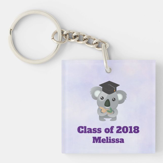 Koalaty graduate Pun Koala in Grad Cap Keychain (Front)