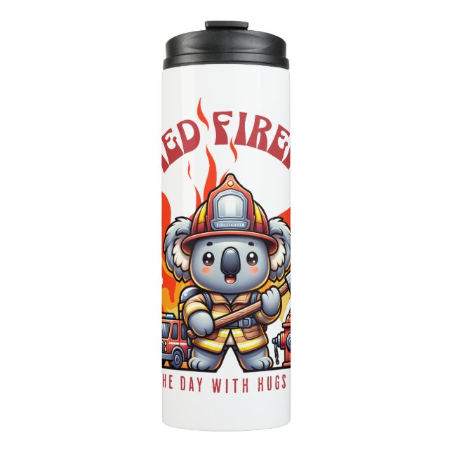 Koalified Firefighter / Fireman with Fire & Flames Thermal Tumbler (Front)