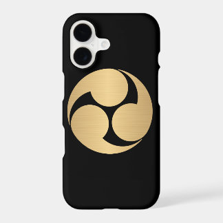 Kobayakawa Mon brushed faux gold on black iPhone 17 Case