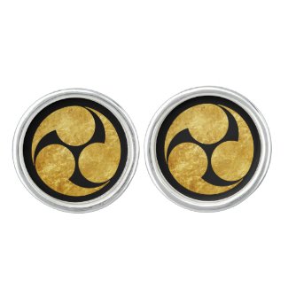 Kobayakawa Mon Japanese clan faux gold on black