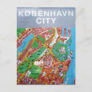 københavn city map postcard