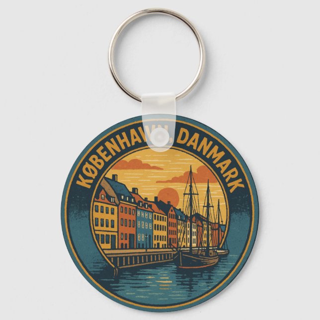 København Nyhavn Harbor Keychain (Front)