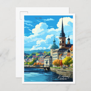 Koblenz Germany Art Vintage Travel Illustration Postcard