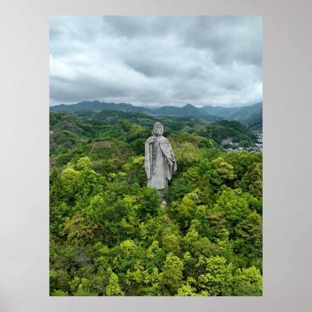 Kobo Daishi Statue at Ishiteji Temple - 石手寺の弘法大師像 Poster (Front)