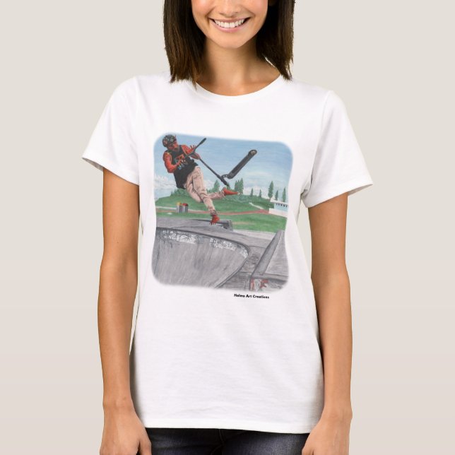 Kobold Kick Scooter Tricks Fantasy Art T-shirt (Front)