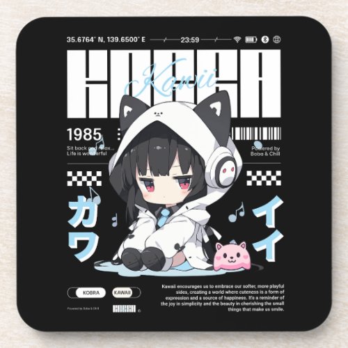 Kobra Kawaii _ Cute Kawaii Girl Beverage Coaster