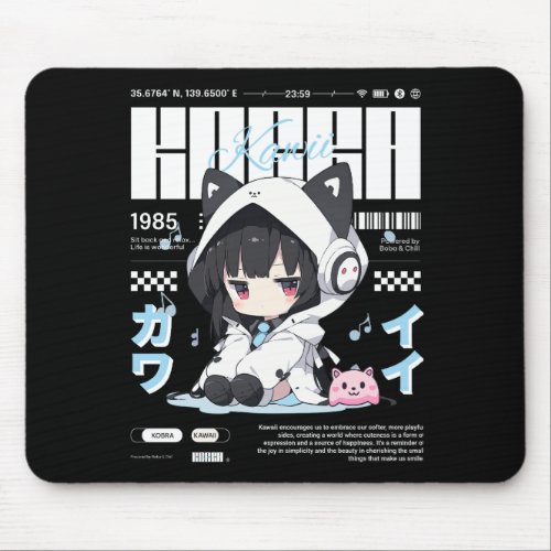 Kobra Kawaii _ Cute Kawaii Girl Mouse Pad