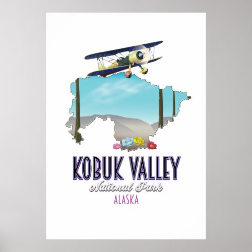 Kobuk Valley Alaska national park map Poster