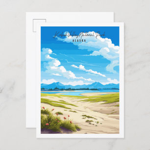 Kobuk Valley Alaska vintage travel illustration Postcard