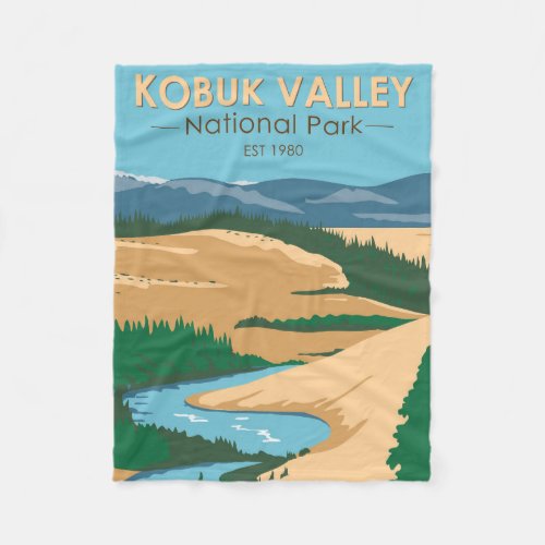 Kobuk Valley National Park Alaska Vintage Fleece Blanket