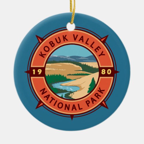 Kobuk Valley National Park Retro Compass Emblem Ceramic Ornament