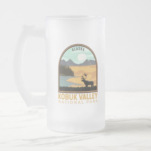 Kobuk Valley National Park Vintage Emblem Frosted Glass Beer Mug