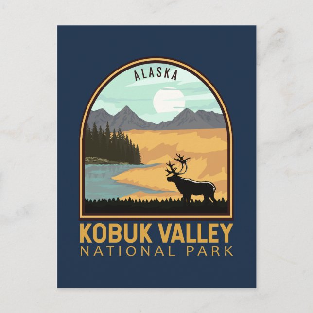Kobuk Valley National Park Vintage Emblem Postcard (Front)