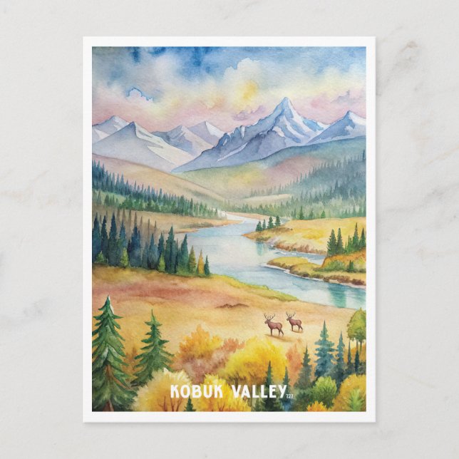 Kobuk Valley National Park Watercolor Painting Postcard (Front)