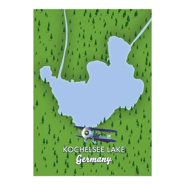 Kochelsee lake, Germany map  Photo Print (Front)