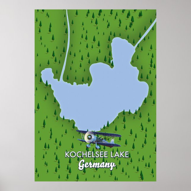 Kochelsee lake, Germany map  Poster (Front)